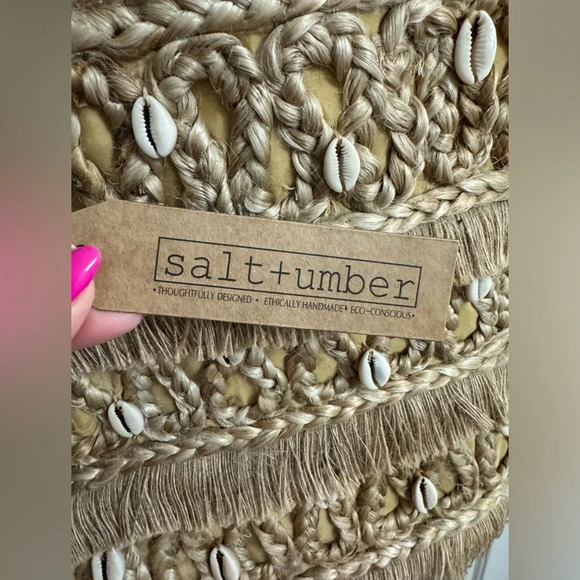 NWT Salt + Umber “Isla” Jute Seashell Beach Tote Bag Recycled $80 Retail - Picture 4 of 13